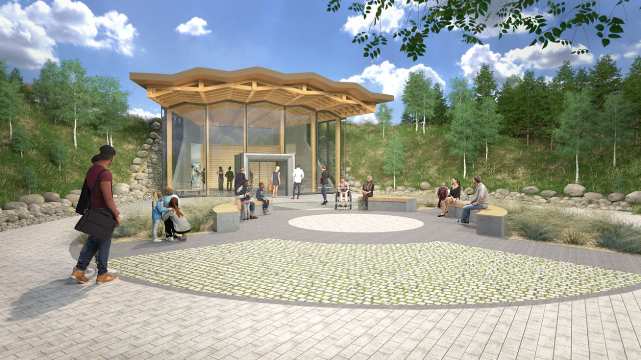 Rendering of outside of Mi’kmawey Debert Cultural Centre