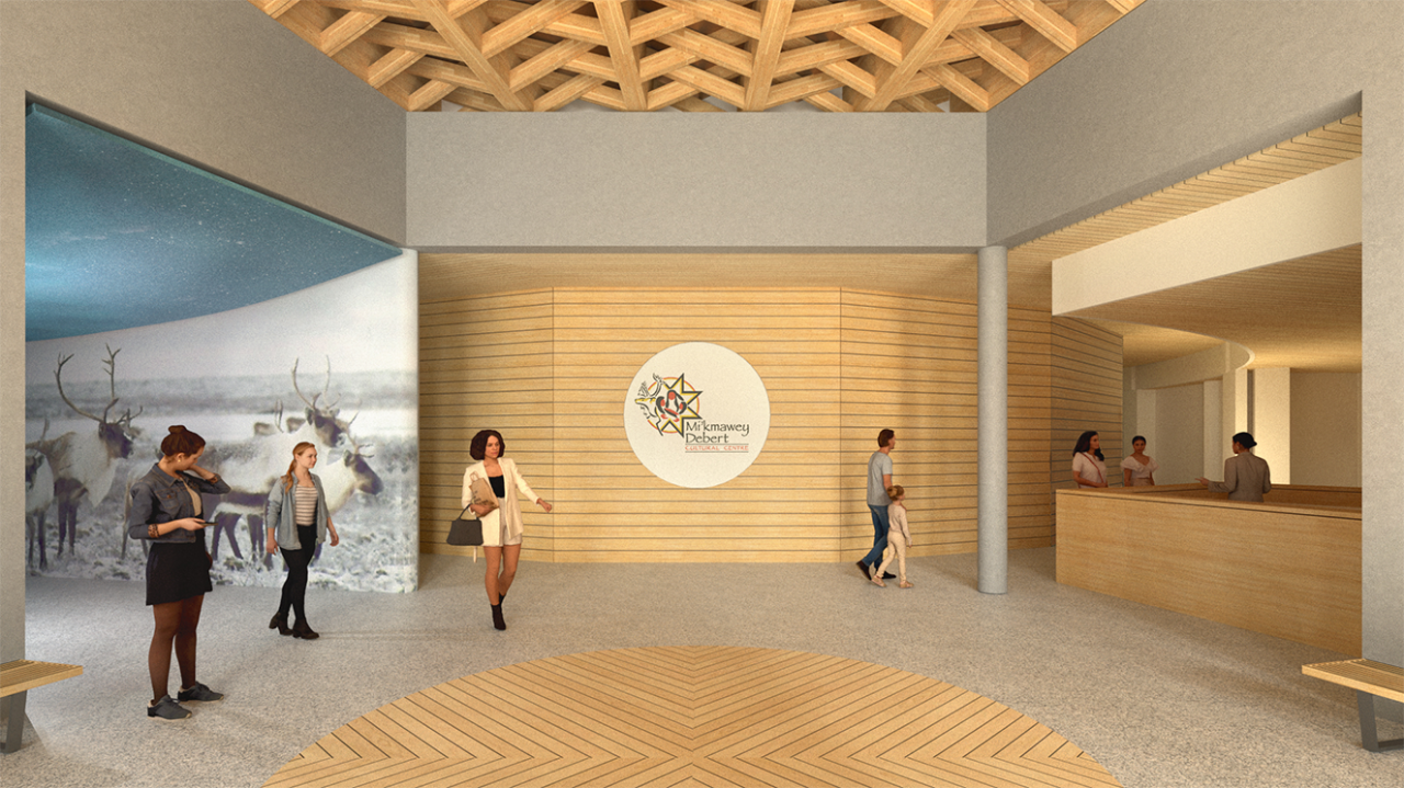 Rendering of interior of Mi’kmawey Debert Cultural Centre