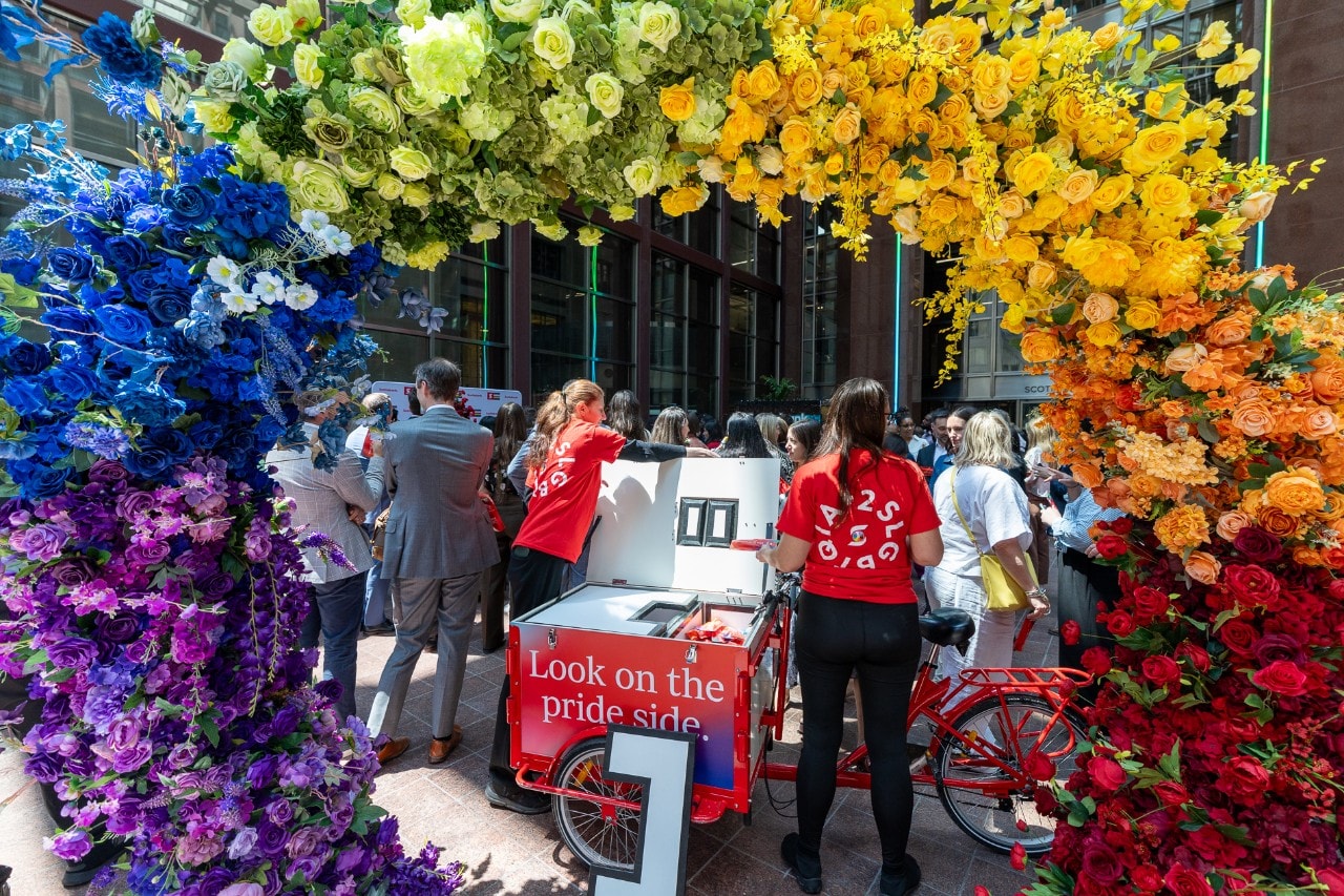Popsicles being distributed outside after Pride event