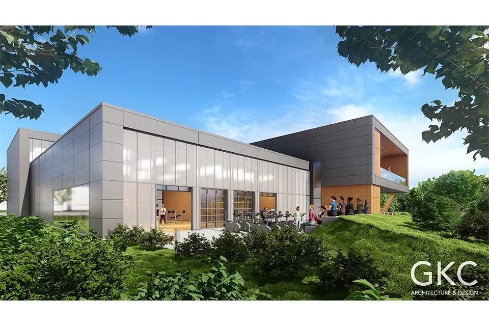 Rendering of pavilion and surrounding greenery