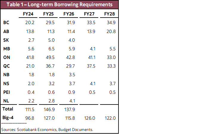 Table 1: Long-term Borrowing Requirements