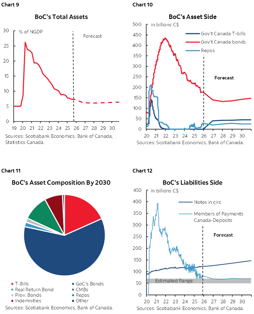 Chart 9: BoC's Total Assets; Chart 10: BoC's Asset Side; Chart 11: BoC's Asset Composition By 2030; Chart 12: BoC's Liabilities Side 