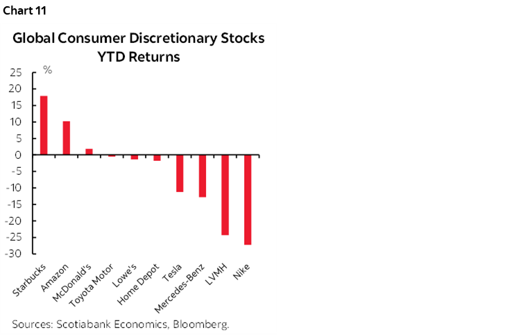 Chart 11: Global Consumer Discretionary Stocks YTD Returns