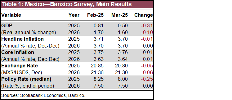 Table 1: Mexico—Banxico Survey, Main Results