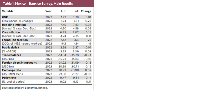 Table 1: Mexico—Banxico Survey, Main Results