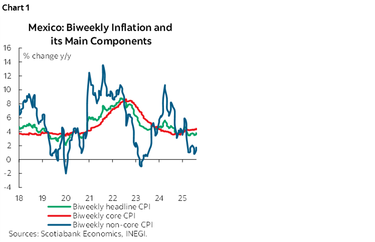 Chart 1: Mexico: Biweekly Inflation and its Main Components