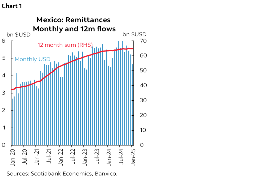 Chart 1: Mexico: Remittances Monthly and 12m flows