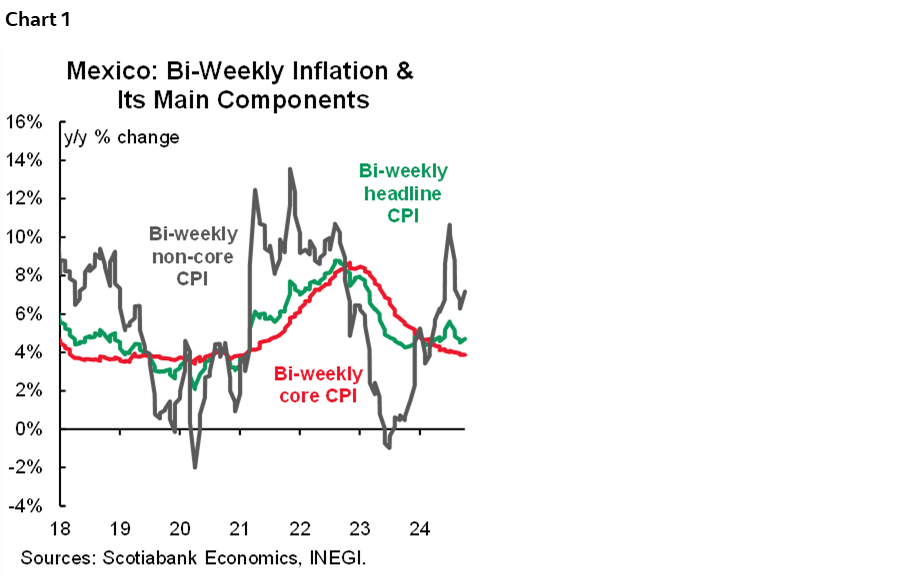 Chart 1: Mexico: Bi-Weekly Inflation & Its Main Components