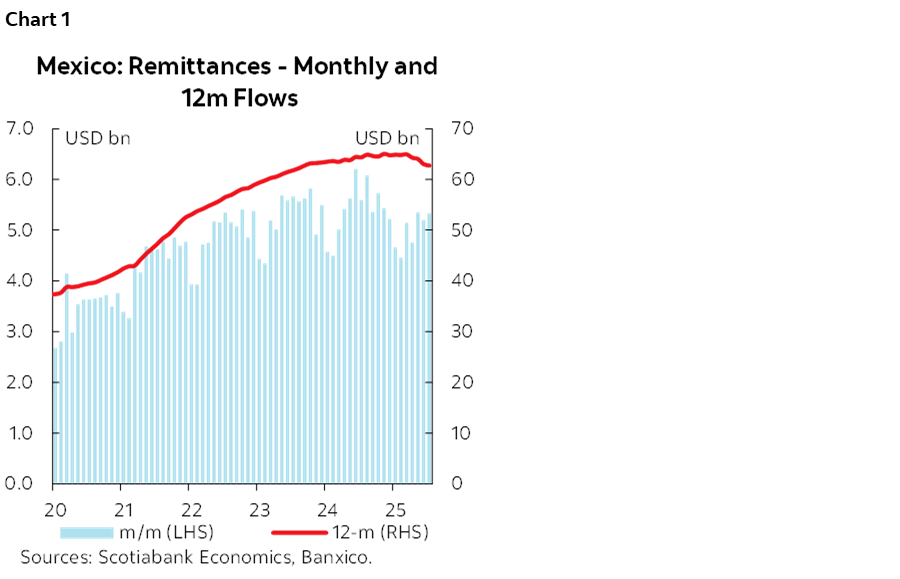 Chart 1: Mexico: Remittances - Monthly and 12m Flows