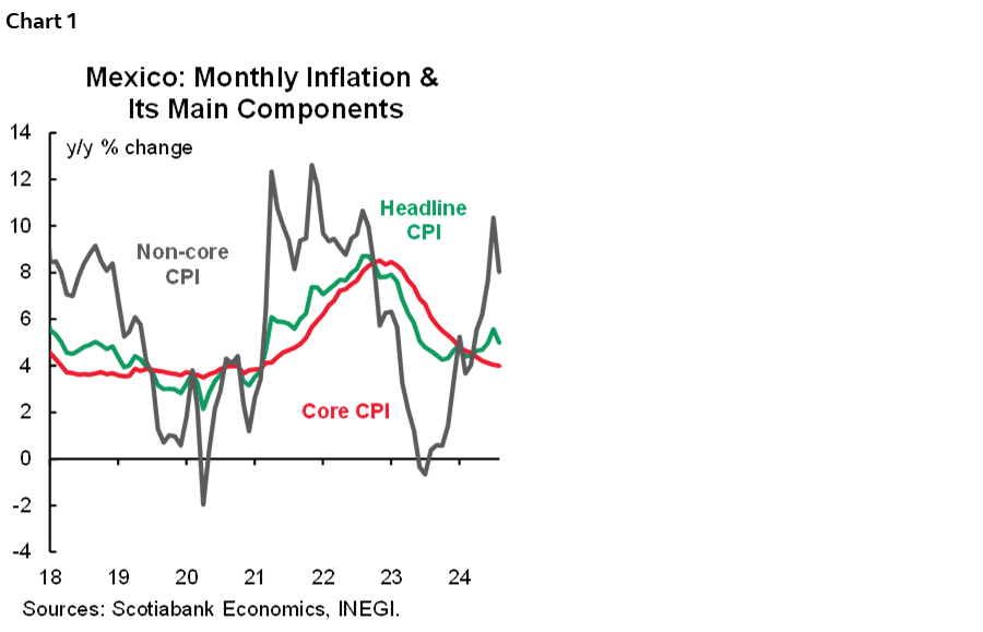Chart 1: Mexico: Monthly Inflation & Its Main Components