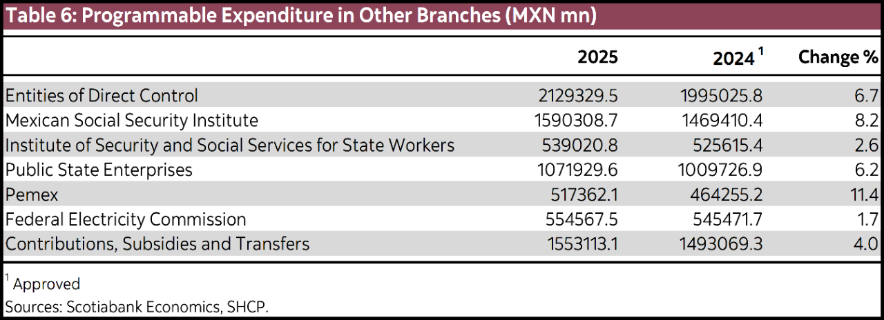 Table 6: Programmable Expenditure in Other Branches (MXN mn)