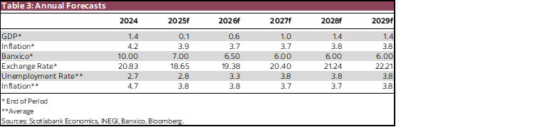 Table 3: Annual Forecasts