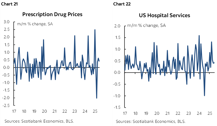 Chart 21: Prescription Drug Prices; Chart 22: US Hospital Services