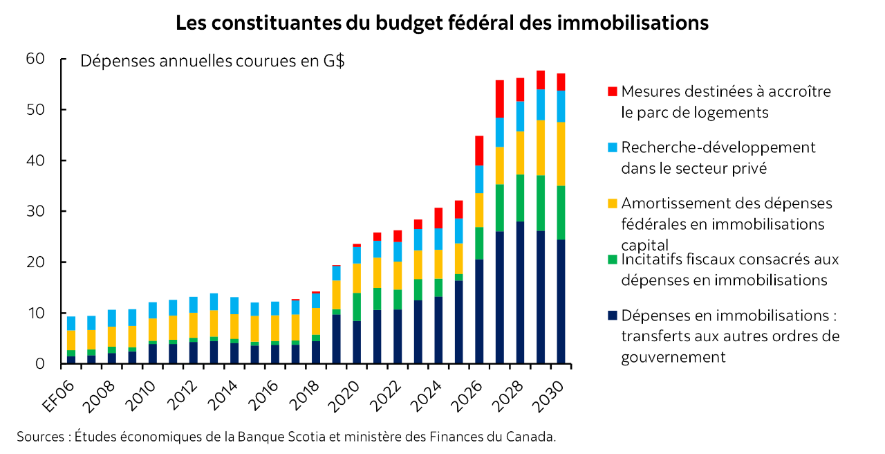Encadré 1 : Graphique 1 : Les constituantes du budget fédéral des immobilisations 