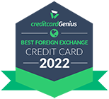 Badge: Winner of the 2022 credit card Genius Best Foreign Exchange Credit Card.