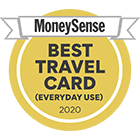 Badge: Winner of the 2020 MoneySense Best travel credit card for everyday use.