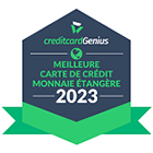 Badge: Winner of the 2023 credit card Genius Best Foreign Exchange Credit Card.