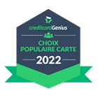 Choix populaire carte de crédit en 2022, selon creditcardGenius