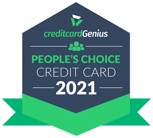 Badge: Winner of the 2021 CreditcardGenius People’s Choice Credit Card.