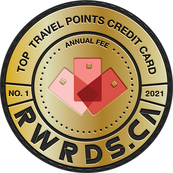 Badge: Winner of the 2021 Rewards Canada Top Travel Points Credit Card (annual fees)