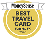 Badge: Winner of the 2020 MoneySense Best Travel Points Card with No Foreign Transaction Fees