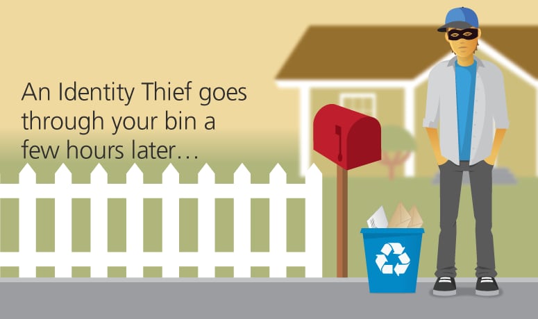 An Identity Thief goes through your bin a few hours later ...