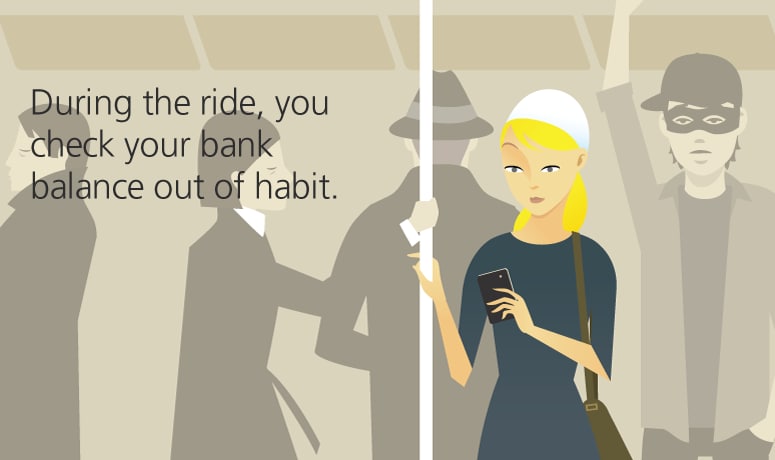 During the ride, you check your bank balance out of habit.