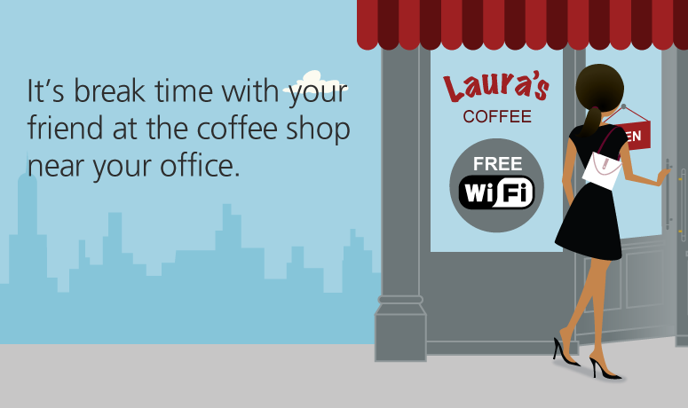 It's break time with your friend at the coffee shop near your office.