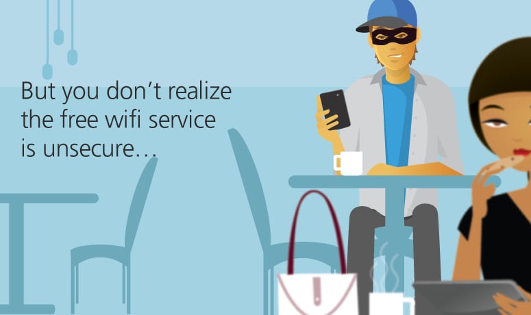 But you don't realize the free wifi service is unsecure...